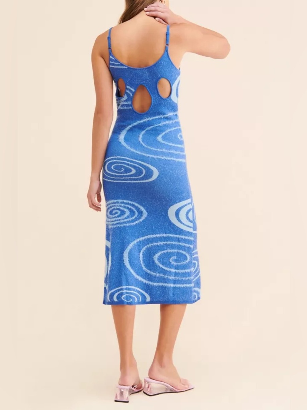 House of sunny galaxy Blue Spiral Knit Midi Dress - Women - Picture 2 of 8